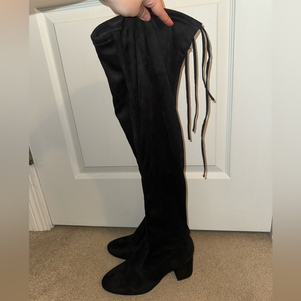 ❤️2 for 10❤️ Forever21 black faux suede knee high boots nwt - Picture 5 of 8